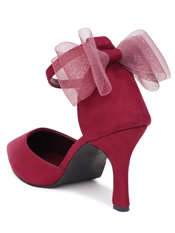 Maroon_Suede_Bow_Ankle_Strap_Heels_For_Women