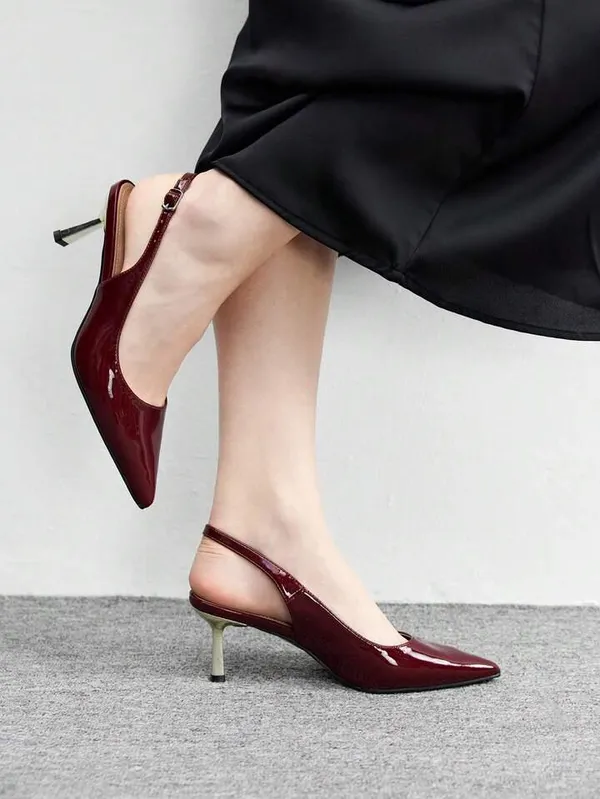 Maroon_Patent_Leather_Pointed_Toe_Slingback_Heels_For_Women