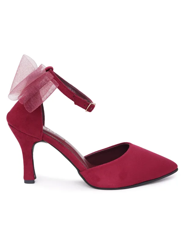Maroon_Suede_Bow_Ankle_Strap_Heels_For_Women