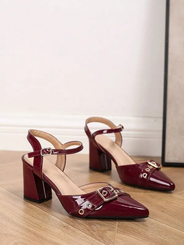 Maroon_Patent_Leather_Block_Heel_Slingback_Sandals_For_Women