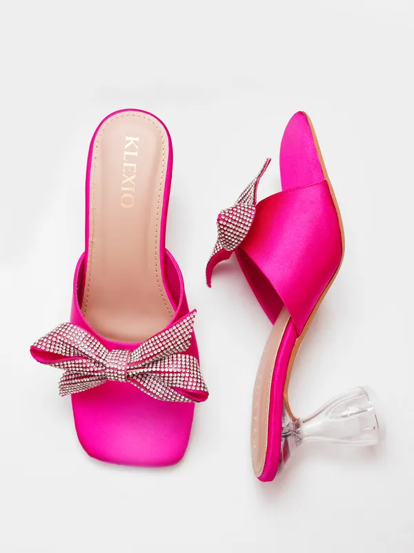 Pink_Satin_Diamante_Bow_Block_Heel_Sandal_For_Women