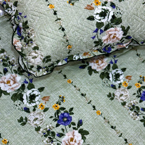 Baby_Breath_Soft_Cotton_Single_Bed_3Pcs_Bed_Set_Green_Floral