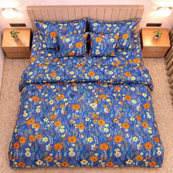 Indigo_Bloom_Soft_Cotton_6_Pc_King_Size_Bedset_|_Quilted_Cushion_Set