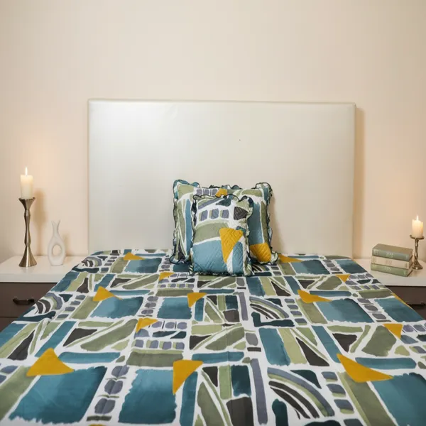 Baby_Breath_Soft_Cotton_Single_Bed_3Pcs_Bed_Set_Green_Blue_Pattern