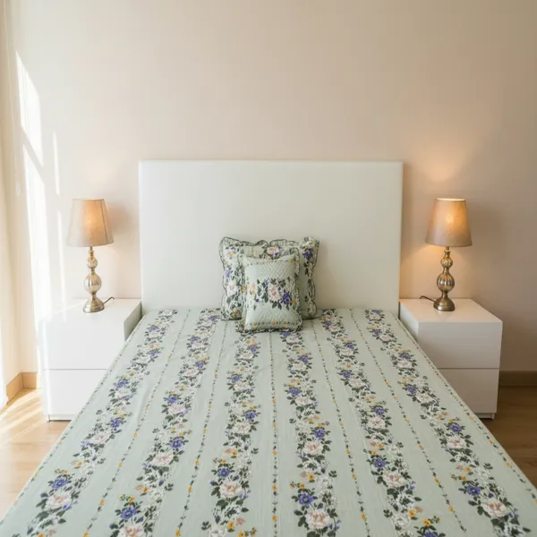 Baby_Breath_Soft_Cotton_Single_Bed_3Pcs_Bed_Set_Green_Floral
