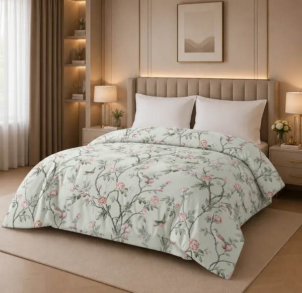 Fountain_Grasses_Glace_Cotton_Double_Bed_Reversible_Comforter_Bird_On_Branch