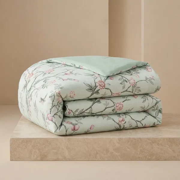 Fountain_Grasses_Glace_Cotton_Double_Bed_Reversible_Comforter_Bird_On_Branch