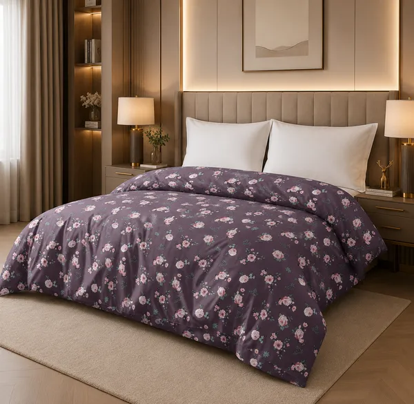 Fountain_Grasses_Soft_Cotton_Double_Bed_Reversible_Comforter_Wine_Floral