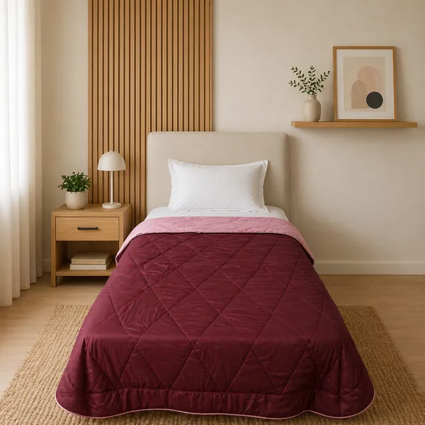 Fountain_Grasses_Peached_Microfiber_Single_Bed_Reversible_Comforter_Burgundy_Pink