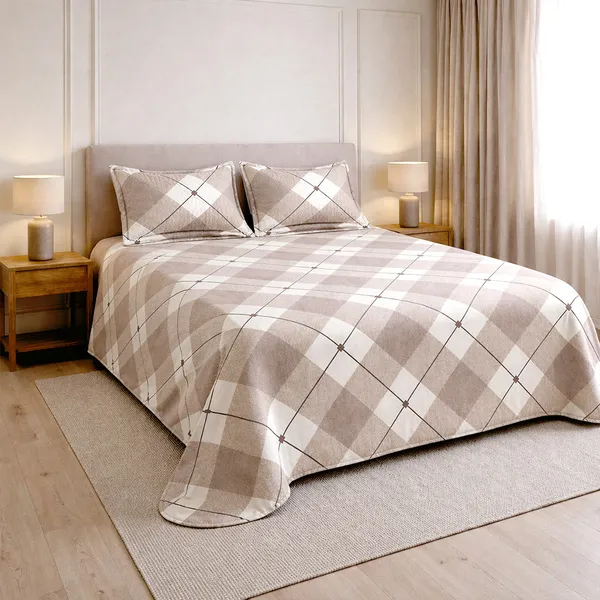 Sand_Soft_Cotton_Check_King_Size_Bedsheet