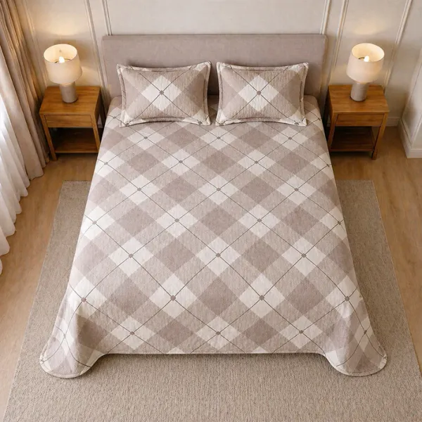 Sand_Soft_Cotton_Check_King_Size_Bedsheet