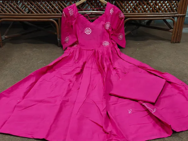 Magenta_Georgette_Flared_Embellished_Anarkali_Kurta_Set_For_Women