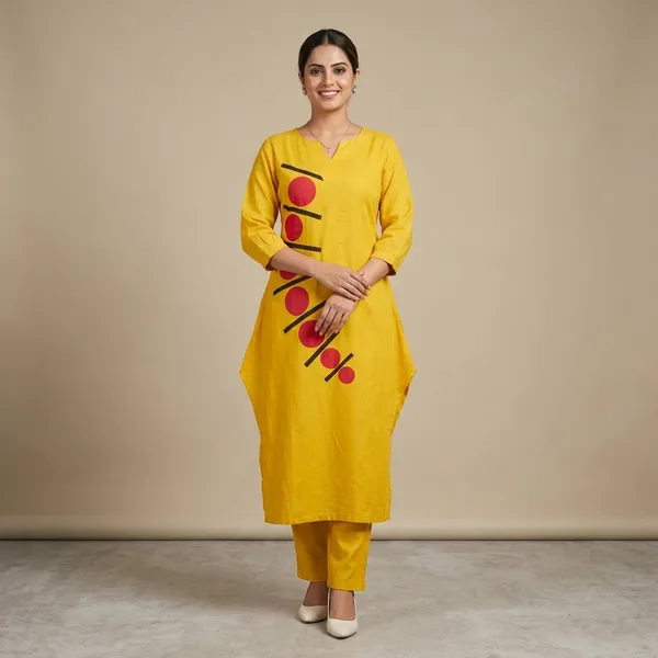 Yellow_Cotton_Straight_Embroidered_Kurti_Set_For_Women