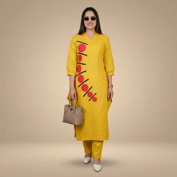 Yellow_Cotton_Straight_Embroidered_Kurti_Set_For_Women