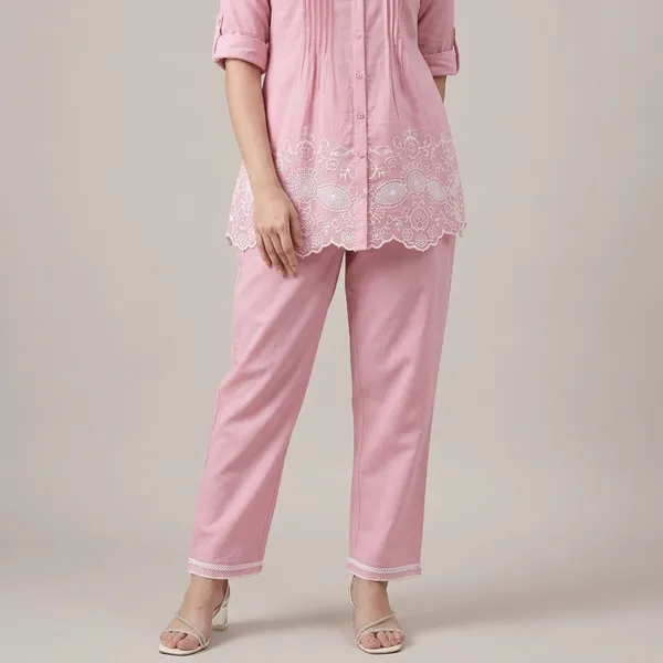 Pink_Cotton_Embroidered_Button_Front_Top_Pant_Set_For_Women