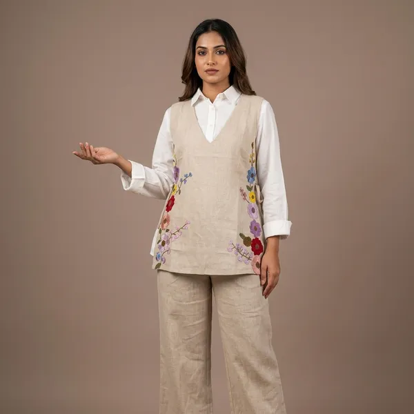 Beige_Linen_Straight_Floral_Embroidered_Kurta_Set_For_Women