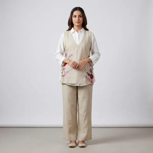 Beige_Linen_Straight_Floral_Embroidered_Kurta_Set_For_Women