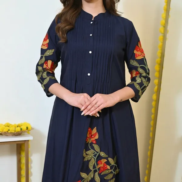 Blue_Cotton_Anarkali_Floral_Embroidered_Kurti_Set_For_Women