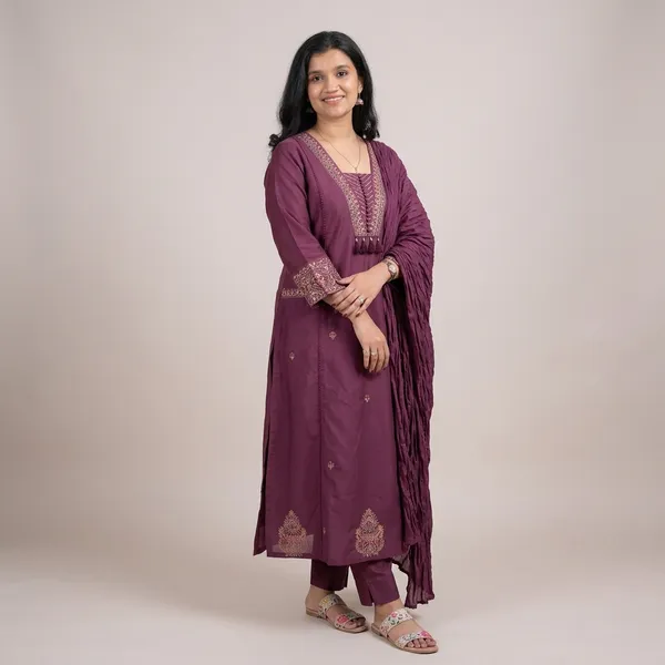 Purple_Cotton_Relaxed_Embroidered_Kurti_Set_For_Women