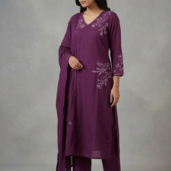 Purple_Cotton_Straight_Cut_Floral_Embroidered_Kurti_Set_For_Women