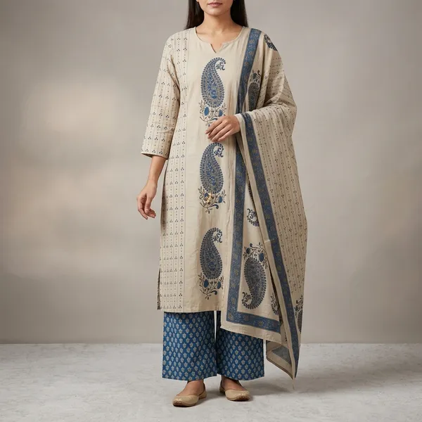 Blue_Cotton_Printed_Kurta_Palazzo_Set_For_Women