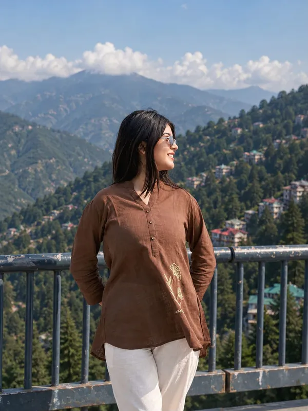 Brown_Cotton_Relaxed_Floral_Embroidered_Tunic_For_Women