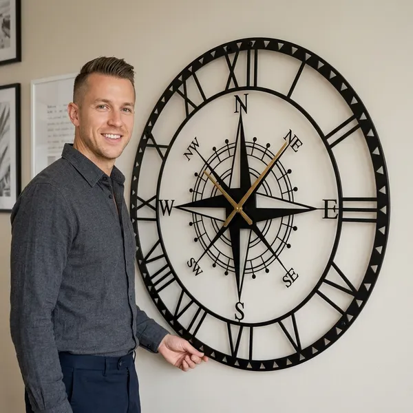 Mdf_Navigator_Compass_Rose_Black_Wall_Clock