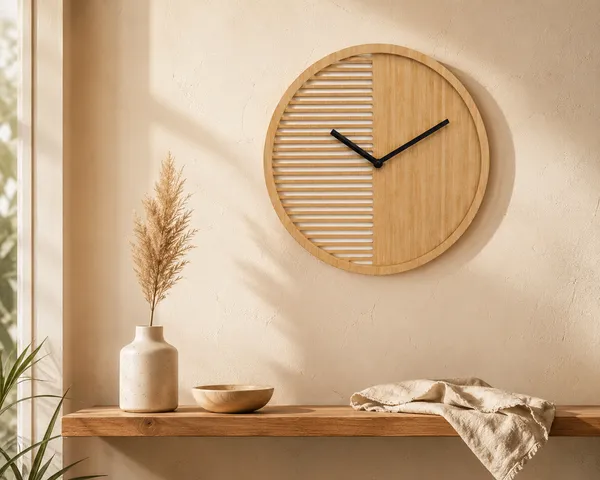 Mdf_Minimalist_Diagonal_Stripe_Bamboo_Wall_Clock