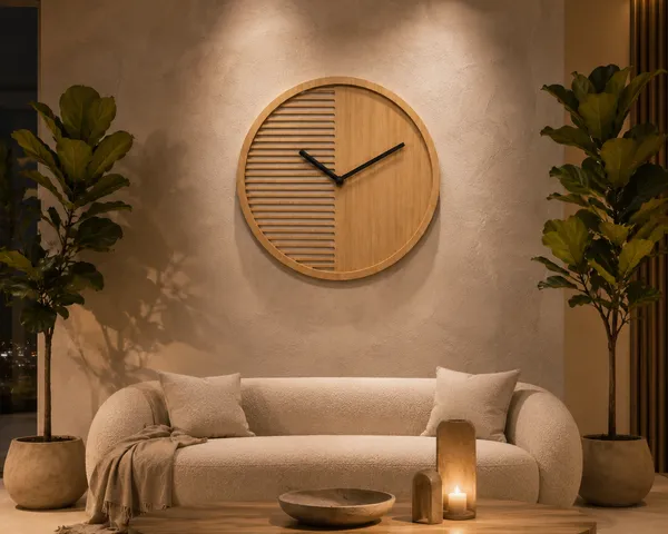 Mdf_Minimalist_Diagonal_Stripe_Bamboo_Wall_Clock
