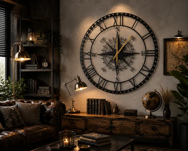 Mdf_Navigator_Compass_Rose_Black_Wall_Clock