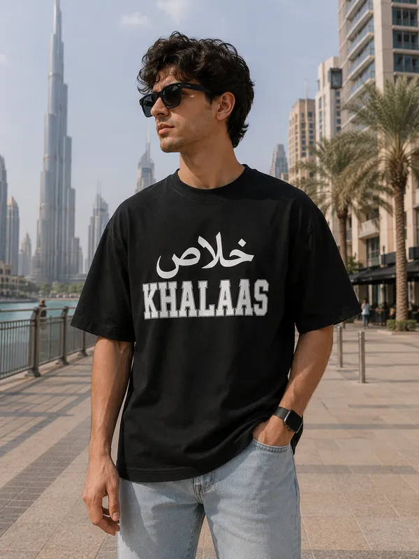 Black_Cotton_Oversized_Khalaas_Arabic_Graphic_T-Shirt_For_Unisex