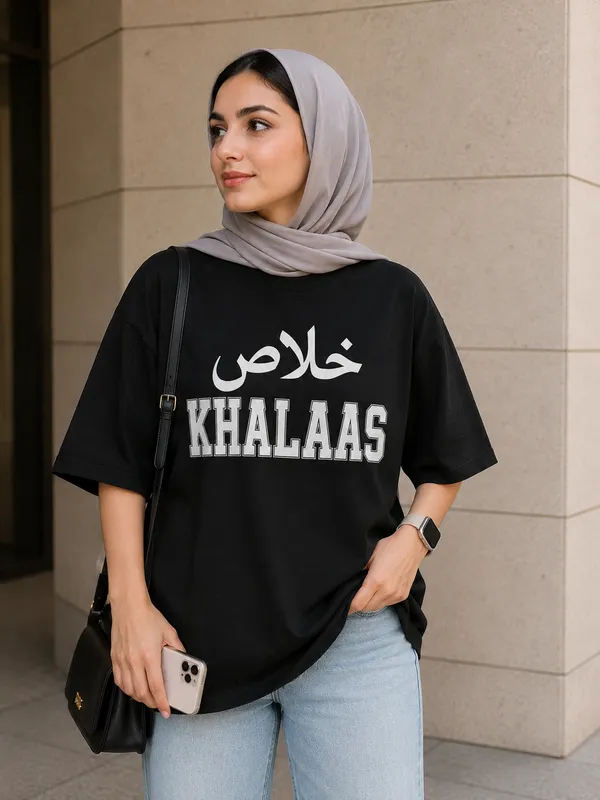 Black_Cotton_Oversized_Khalaas_Arabic_Graphic_T-Shirt_For_Unisex