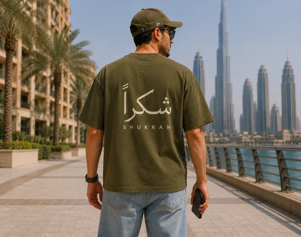 Olive_Green_Cotton_Oversized_Shukran_Arabic_Graphic_T-Shirt_For_Unisex
