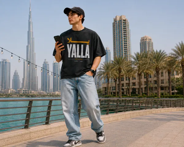 Black_Cotton_Oversized_Yalla_Arabic_Graphic_T-Shirt_For_Unisex