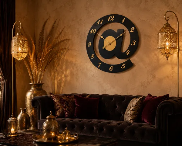 Mdf_Modern_At_Symbol_Black_Gold_Wall_Clock