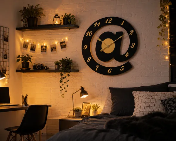 Mdf_Modern_At_Symbol_Black_Gold_Wall_Clock