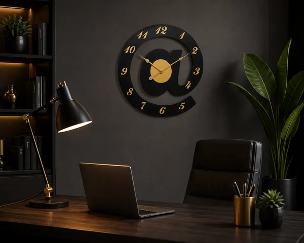 Mdf_Modern_At_Symbol_Black_Gold_Wall_Clock