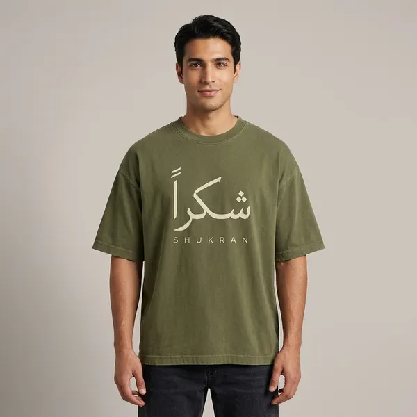 Olive_Green_Cotton_Oversized_Shukran_Arabic_Graphic_T-Shirt_For_Unisex