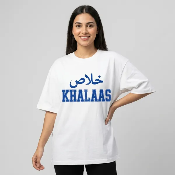 White_Cotton_Oversized_Khalaas_Arabic_Graphic_T-Shirt_For_Unisex