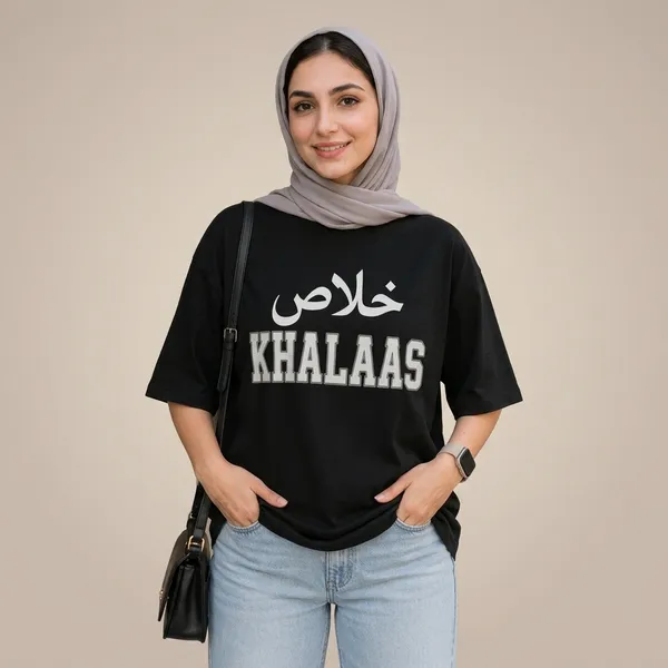 Black_Cotton_Oversized_Khalaas_Arabic_Graphic_T-Shirt_For_Unisex