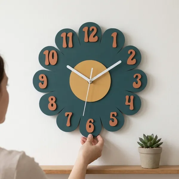 Mdf_Bohemian_Scalloped_Petal_Flower_Wall_Clock