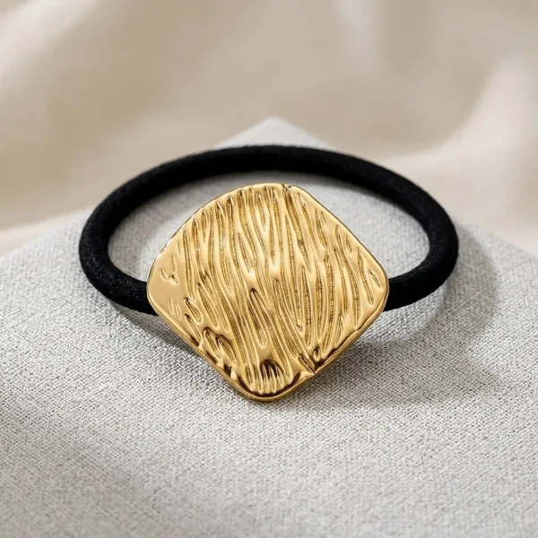 Gold_Plated_Stainless_Steel_2_pcs_Chic_Square_Hair_Rubberband_Pair_For_Women