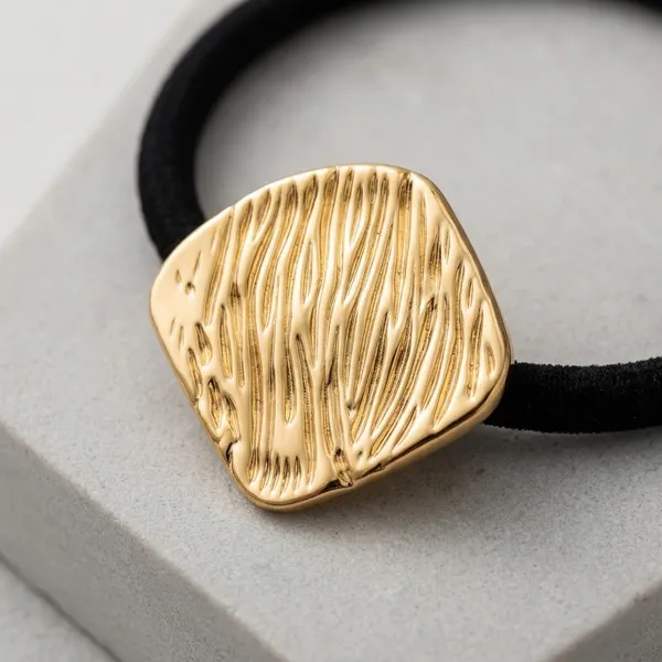 Gold_Plated_Stainless_Steel_2_pcs_Chic_Square_Hair_Rubberband_Pair_For_Women