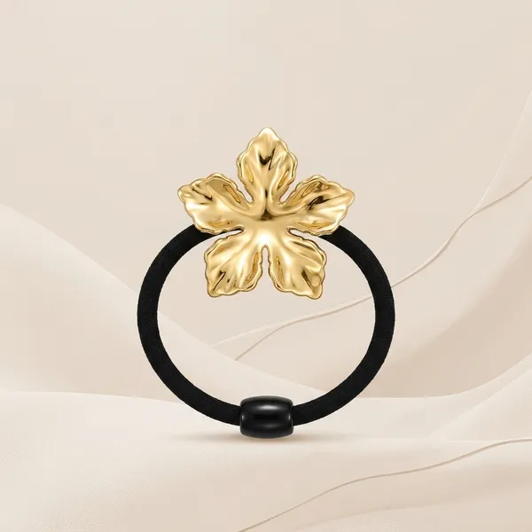 Gold_Plated_Stainless_Steel_2_pcs_Blossom_Hair_Rubberband_Pair_For_Women