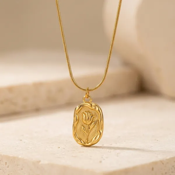 Gold_Plated_Stainless_Steel_Rose_Seal_Necklace_For_Women