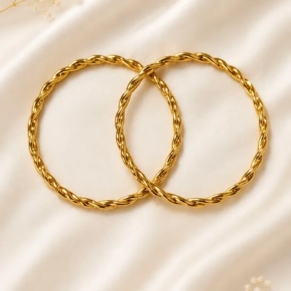 Gold_Plated_Stainless_Steel_Rope_Bangles_pair_For_Women