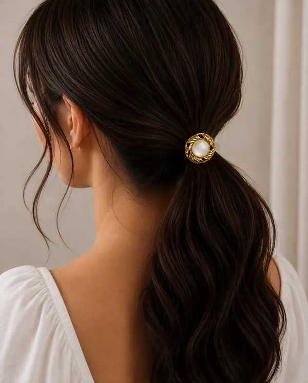 Gold_Plated_Stainless_Steel_2_pcs_Moon_Pearl_Hair_Rubberband_Pair_For_Women