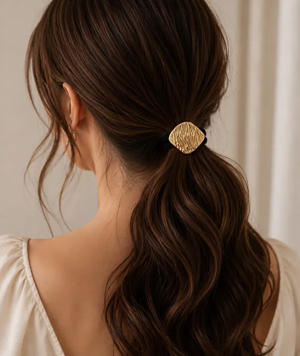 Gold_Plated_Stainless_Steel_2_pcs_Chic_Square_Hair_Rubberband_Pair_For_Women