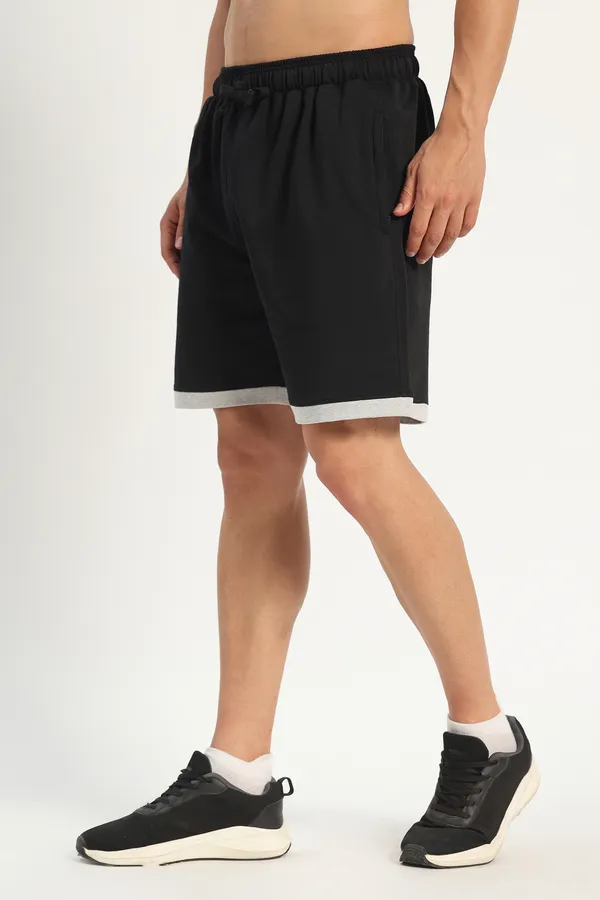 HYPE_BORN_Black_Cotton_Casual_Shorts_with_Contrast_Folded_Hem