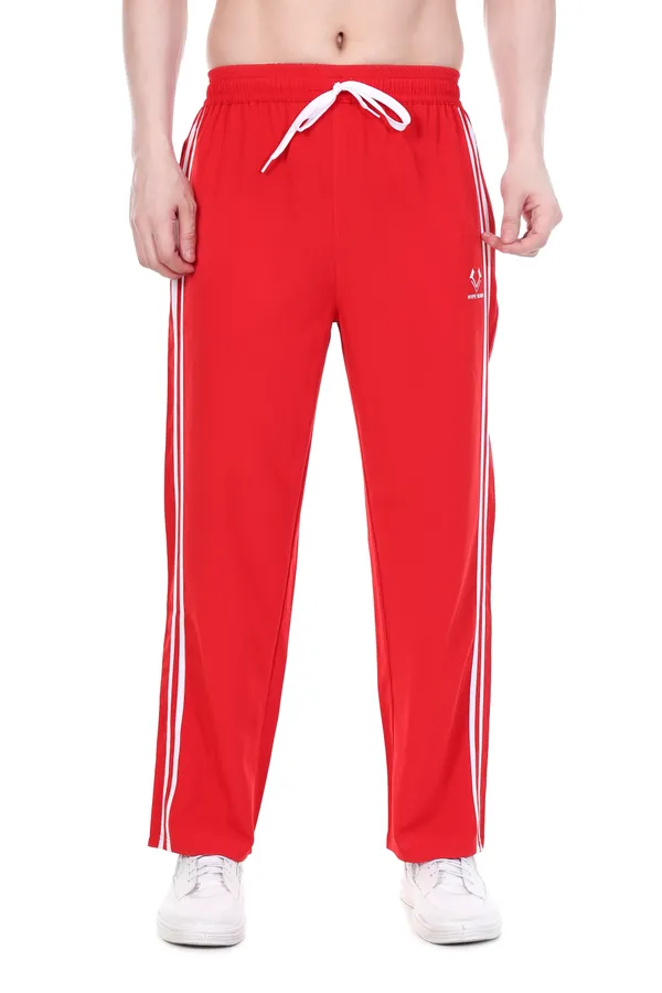 HYPE_BORN_Red_&_White_Lightweight_Regular_Fit_Track_Pants_with_Side_Stripes_&_Drawstring_Waist